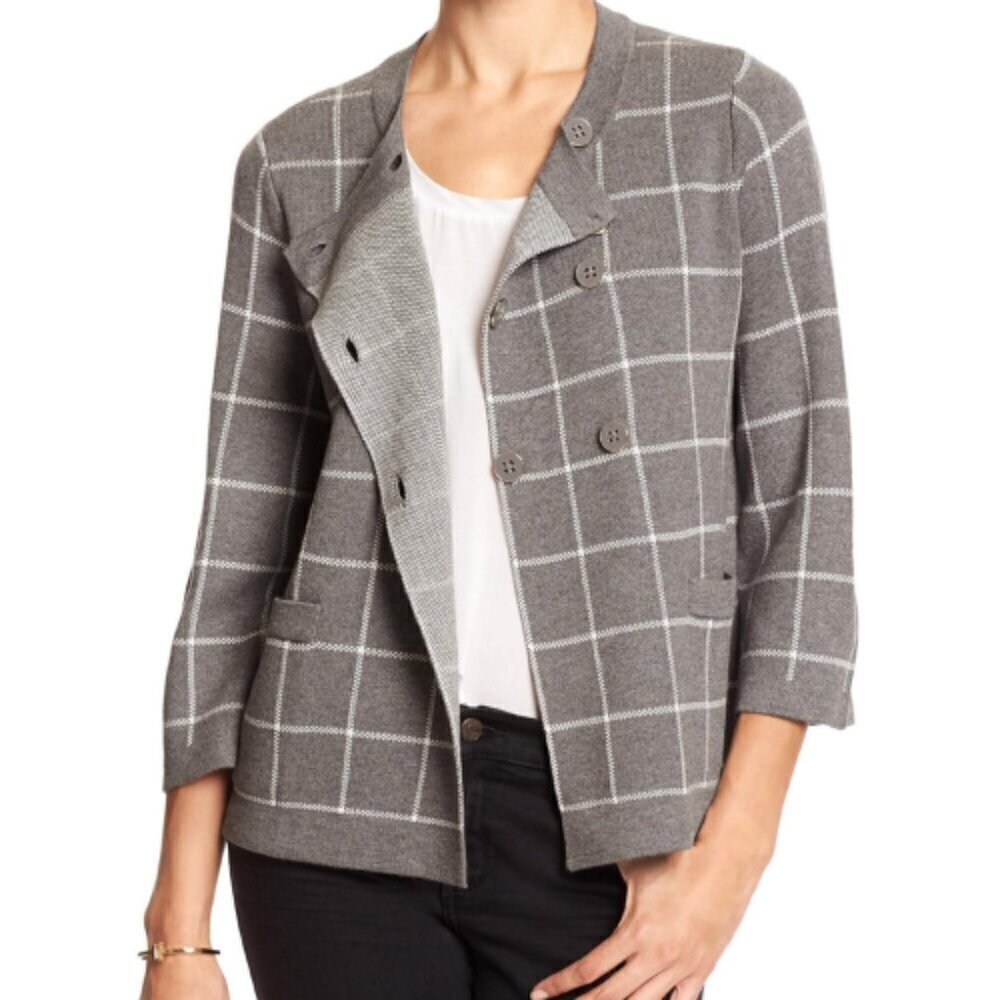 Banana Republic Womens Small Plaid Knitted Cardigan